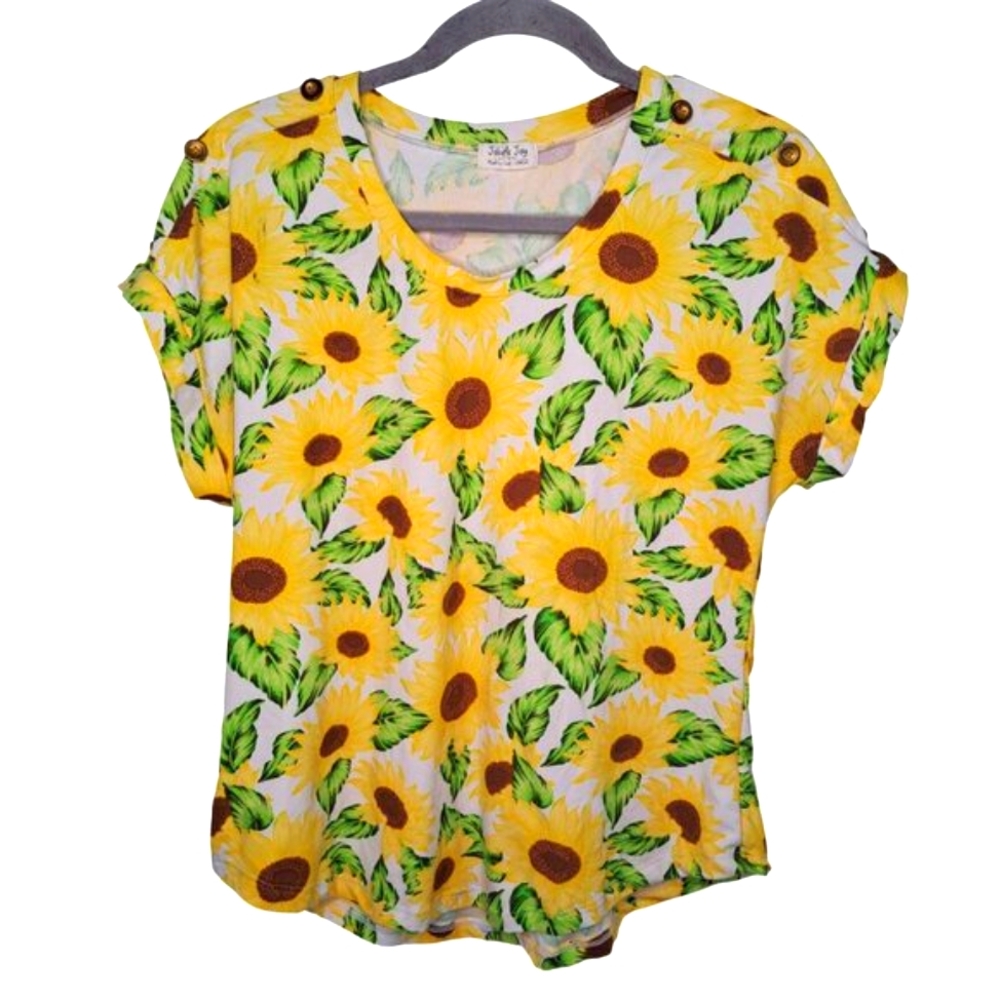 Jolie & Joy Sunflower Print Short Sleeved Tee Size Large